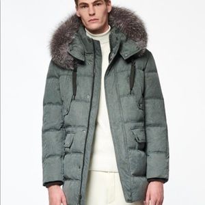 Andrew Marc - Rockland Dark Gray Parka Jacket w/ White Fox Fur Hood